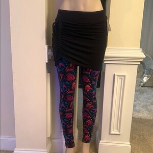 Satva Colorful Patterned Leggings with Black Skirt Overlay